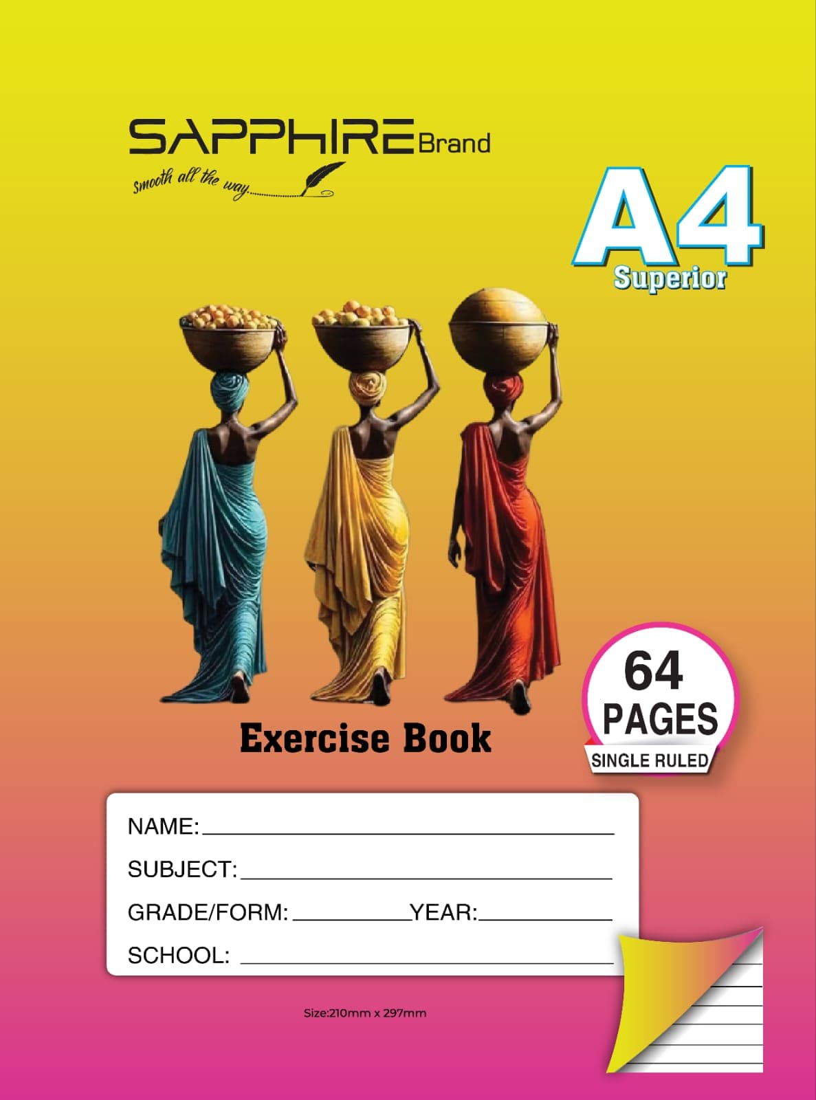 Sapphire Brand A4 Single Ruled exercise book - 64 pages