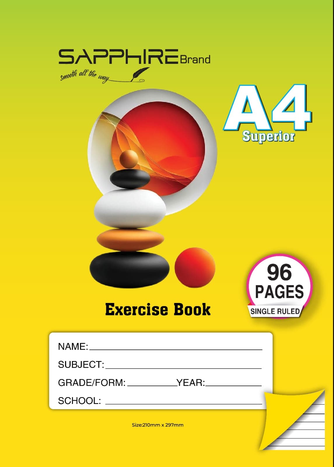 Sapphire Brand A4 Single Ruled exercise book - 96 pages