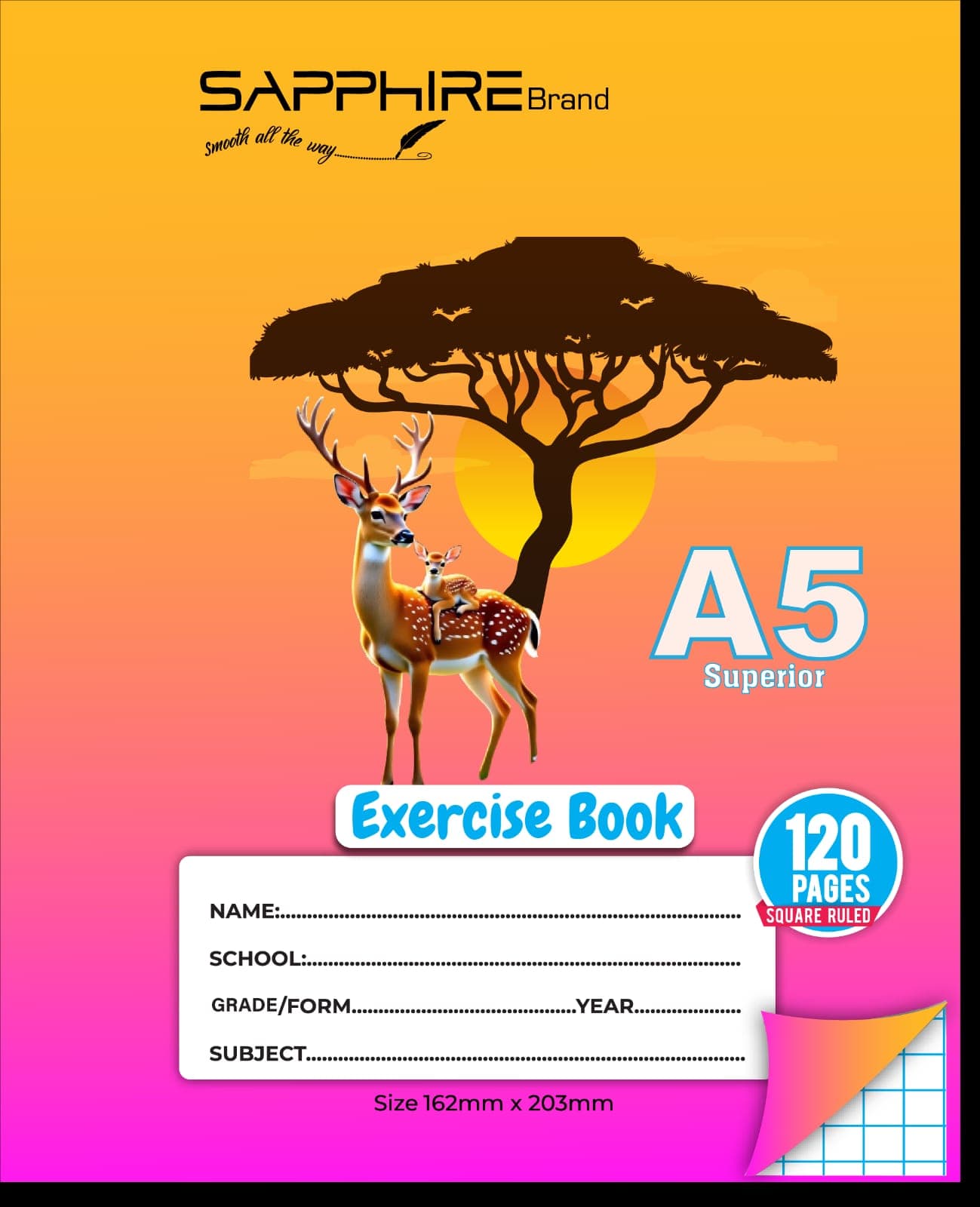 Sapphire Brand A5 Square Ruled exercise book